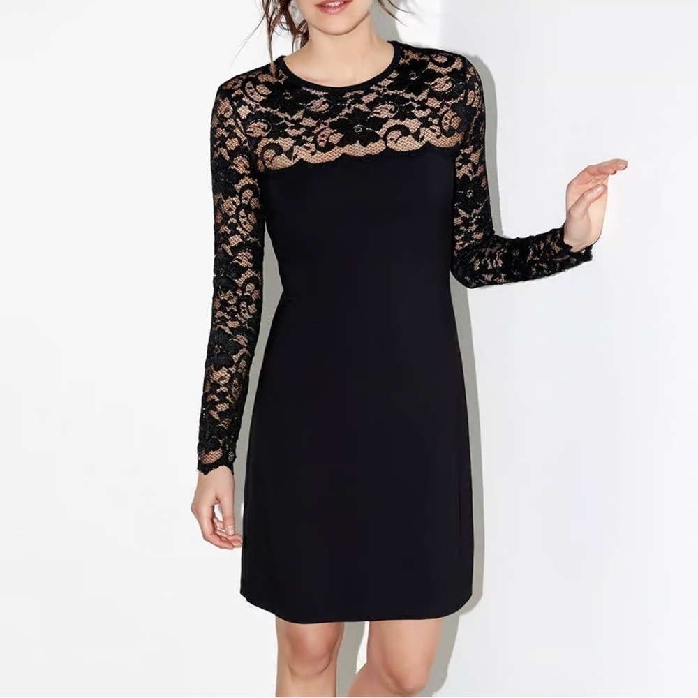NWT Karen Kane Blake Lace Dress Long Sleeve Sheath Modest Classic Sz S